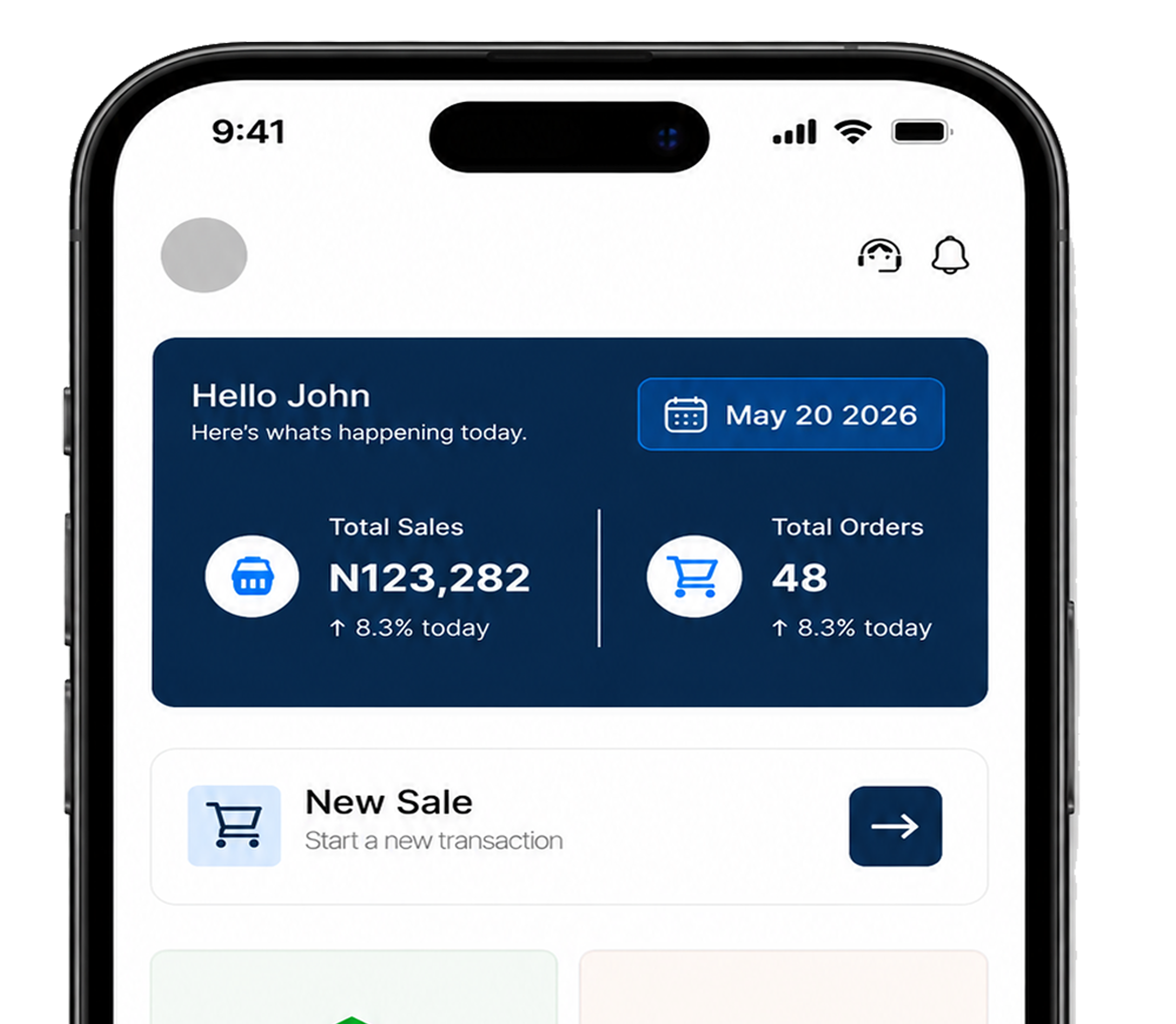TadExpress dashboard app showing sales and orders